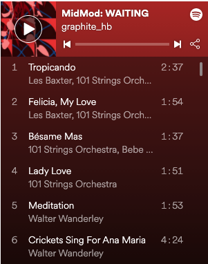 screenshot of Spotify playlist, MidMod:Waiting