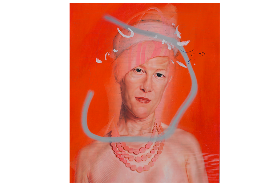 Jenny Morgan. Mother's Pearls, 2009. Oil, spray paint, and pencil on canvas.
