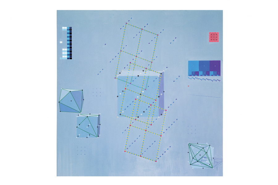 Clark Richert, H-Xe Periods, 2001. Acrylic on canvas, 70 x 70 inches. Courtesy the artist and Gildar Gallery.