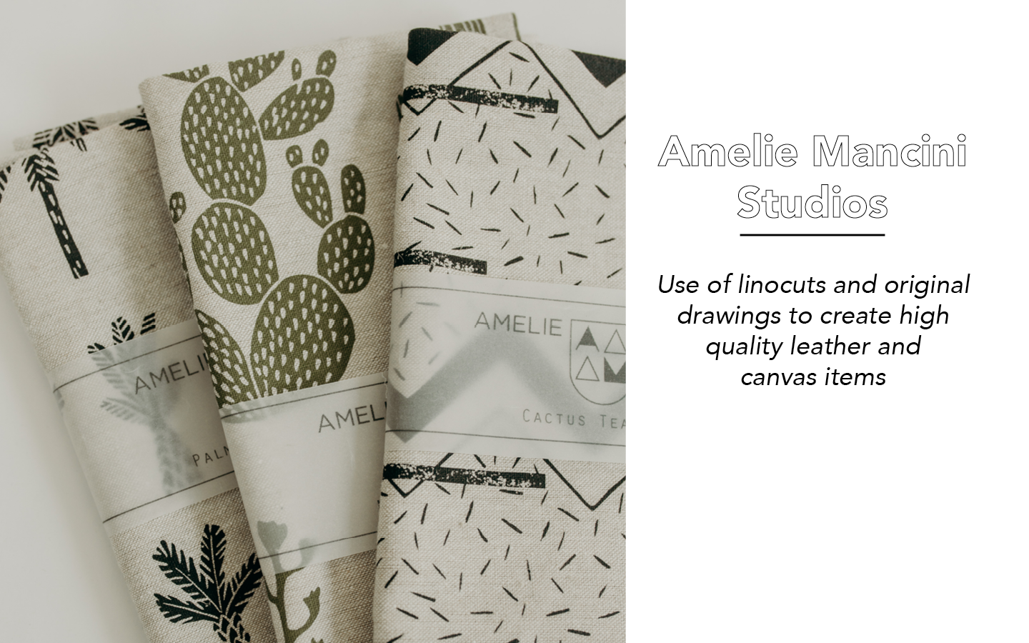 Canvas items with cactus patterns on them from Amelie Mancini Studios