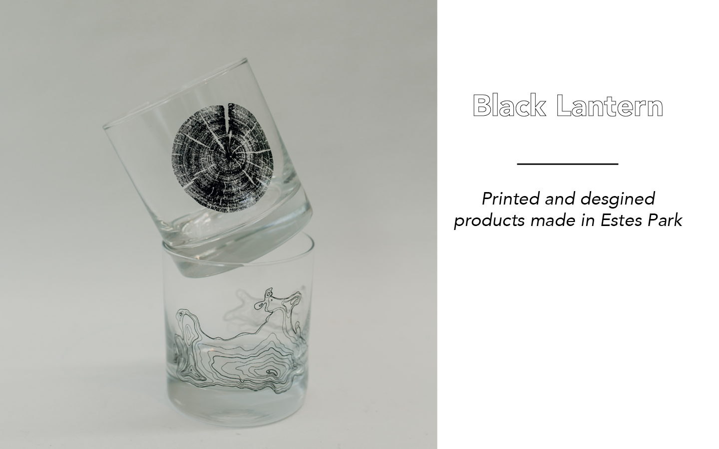 A glass with a black pettern resembling the inside of a tree trunk