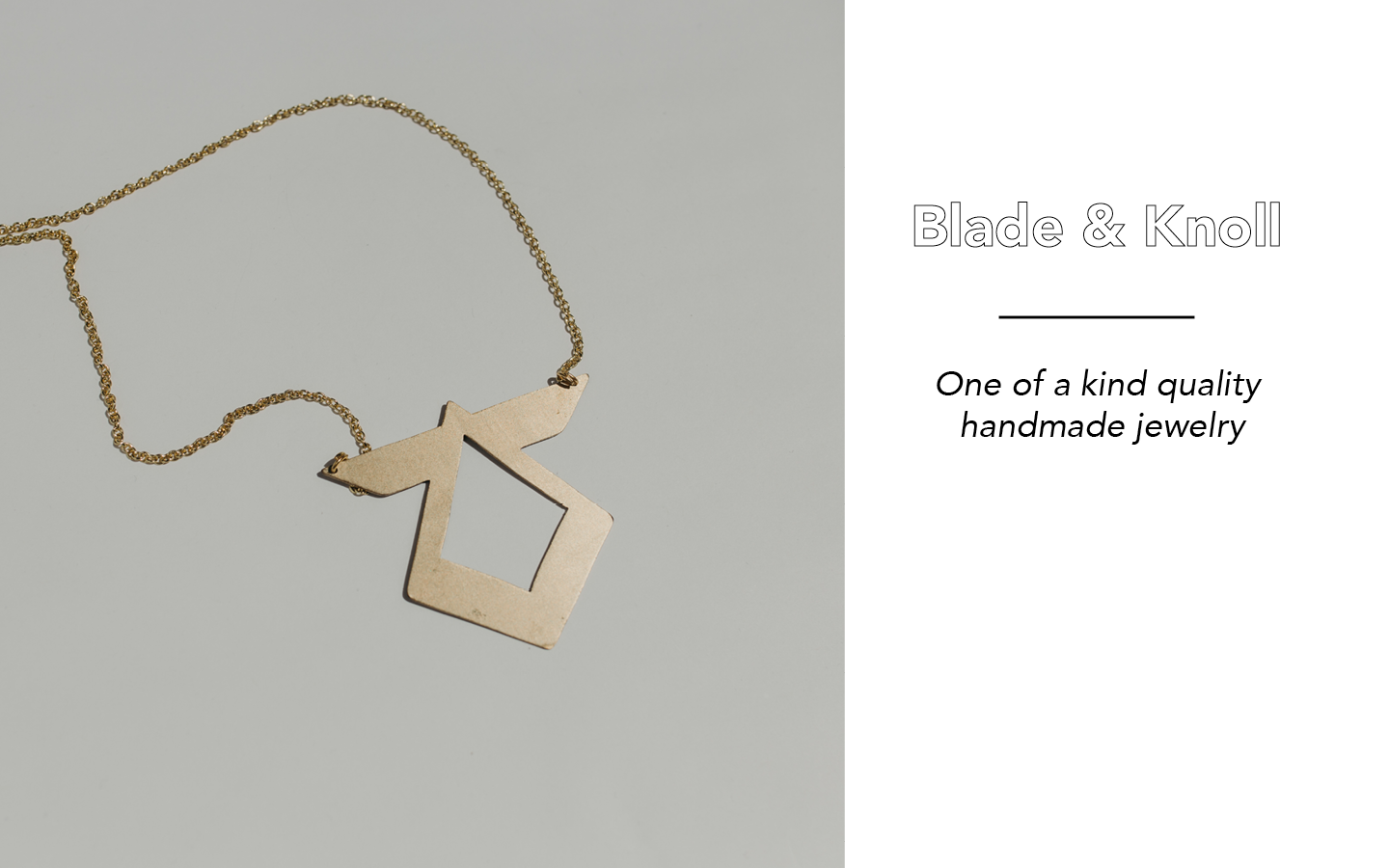 A gold chain with a geometric pendant