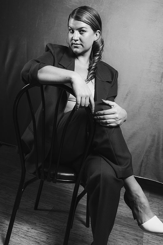 black and white portrait shot of Lisa Engelken