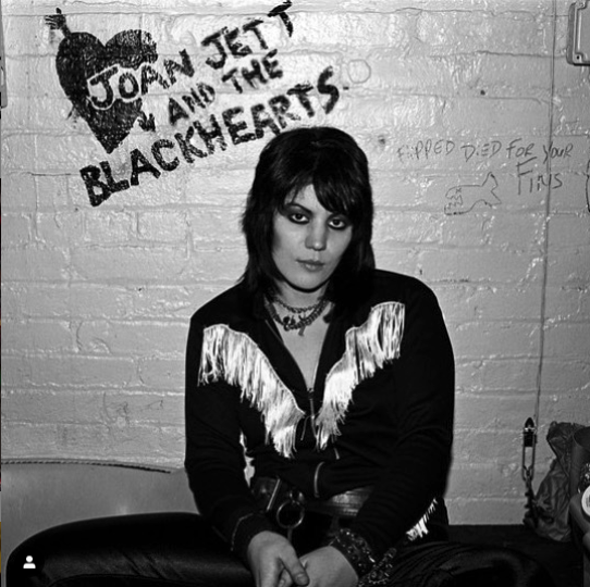 black and white photo of Joan Jett in her teens 