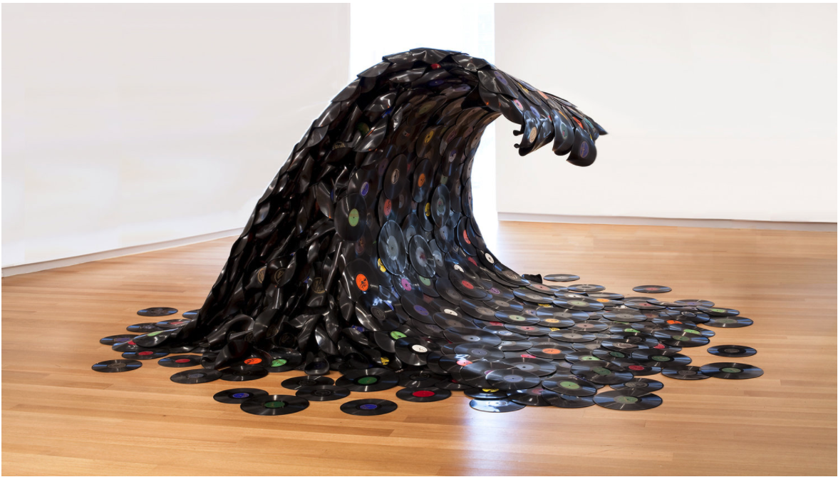Sound Wave, 2007 Melted 78 rpm records on wooden armature 5.2 ft h x 12 ft w x 12 ft d
