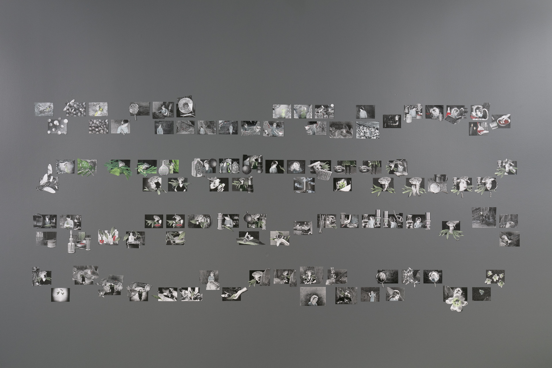 Dozens of frames from an animation are spread out in sequence against a grey background. 