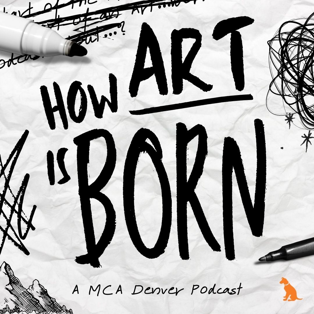 [Image description: Graphic with black doodles and the words "How Art is Born" in handwritten font on a crumpled piece of paper.]