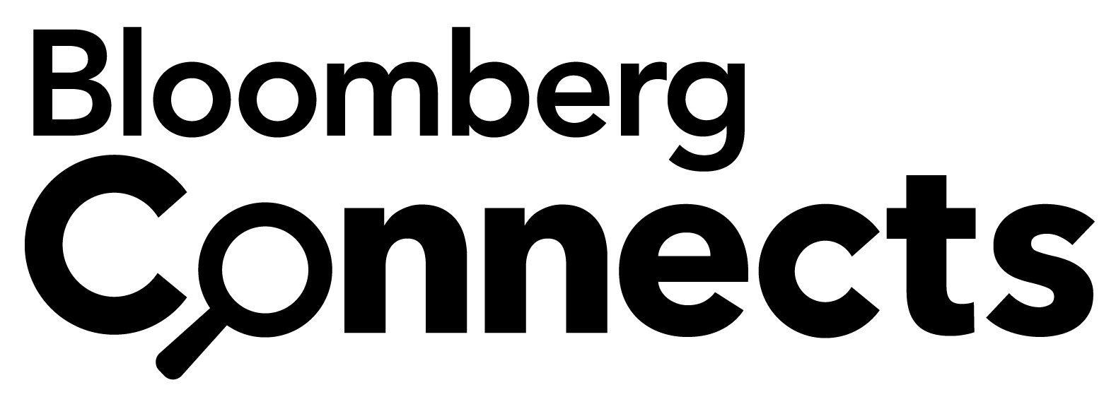Black logo that reads, "Bloomberg Connects"
