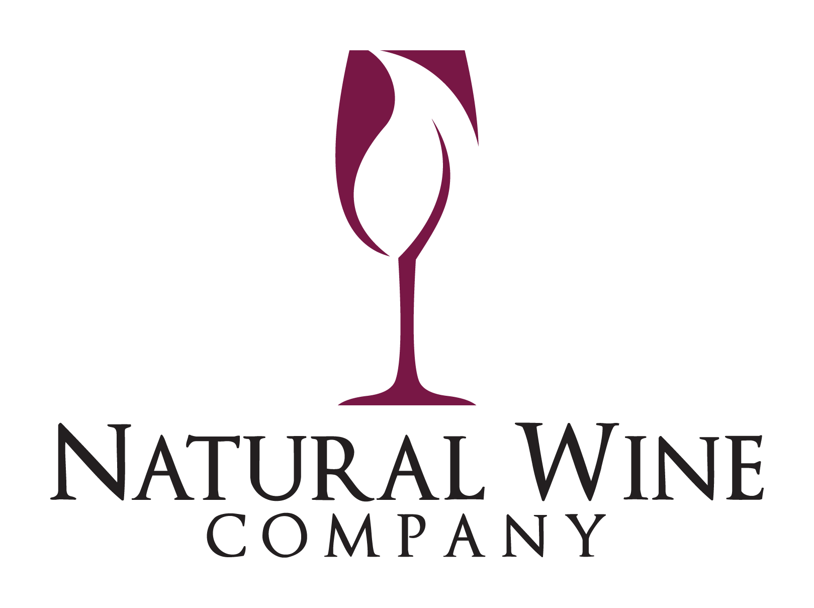 Logo that reads, "Natural Wine Company" in black font. There's a graphic of a wine glass above the text.