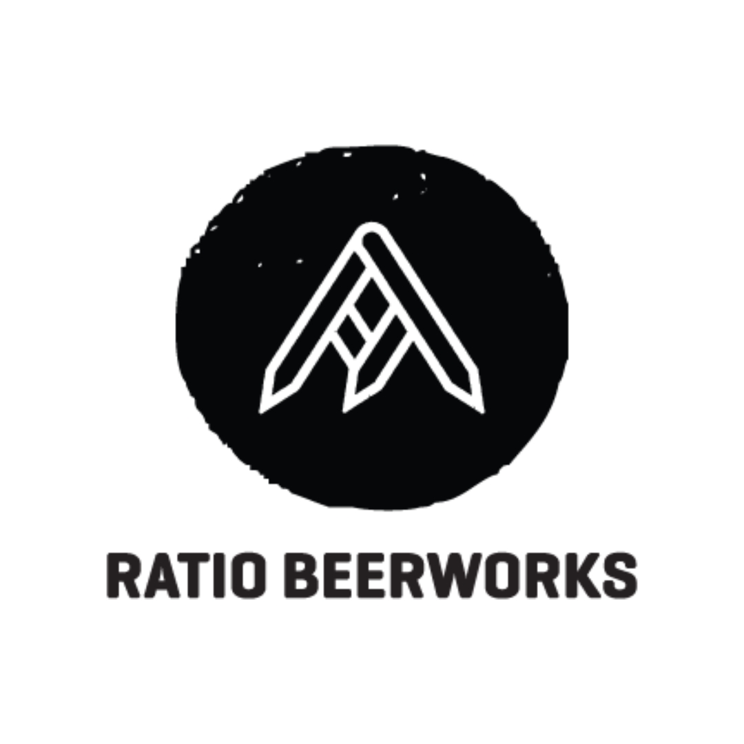 Black and white logo that reads, "Ratio Beerworks".