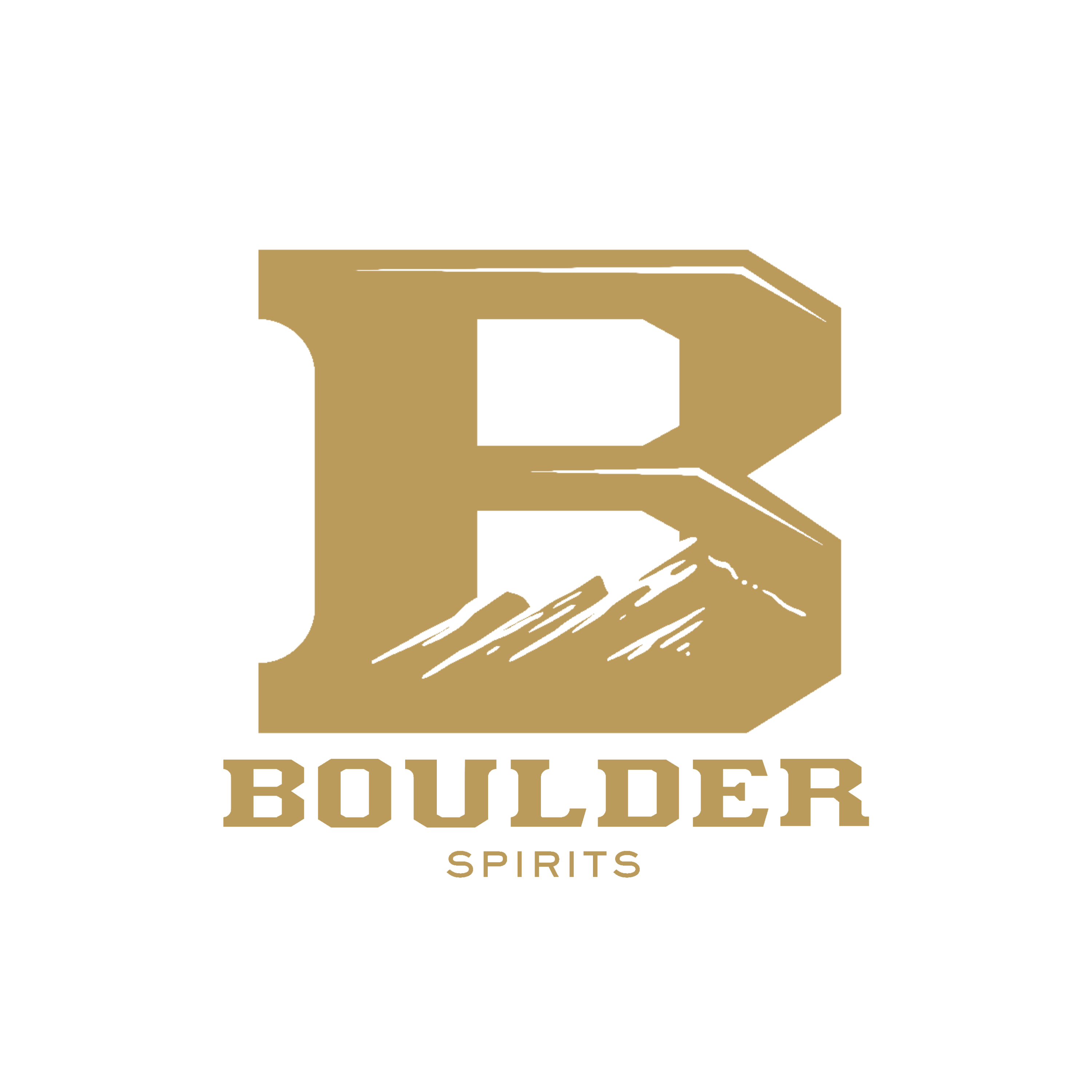 Logo with a big letter "B" and smaller text underneath that reads, "Boulder Spirits"