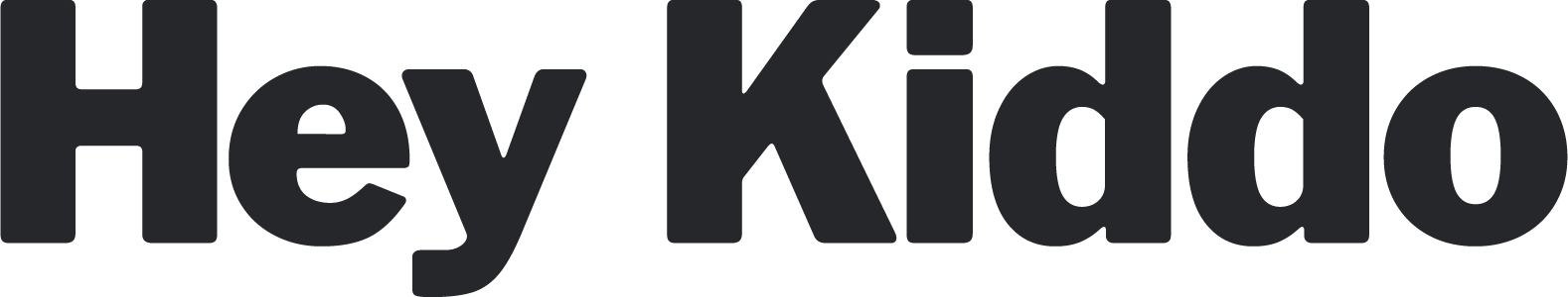 Black logo that reads, "Hey Kiddo"