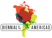 Colorful logo that reads, "Biennial of the Americas"