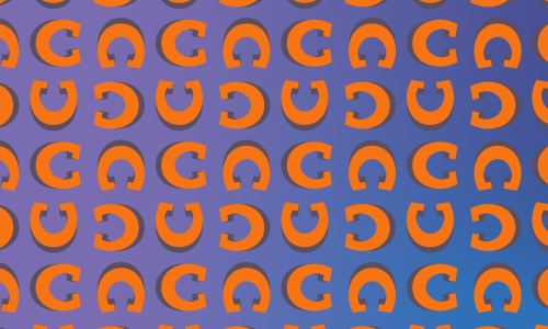Orange horseshoes on a blue background