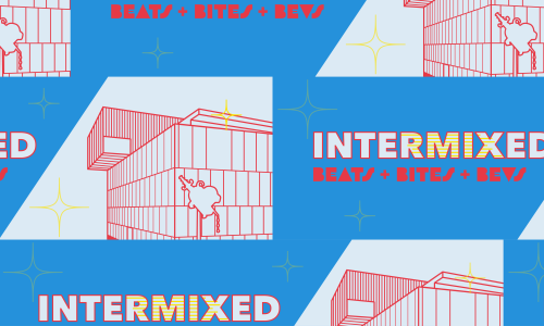 Blue and red graphic with text that reads "Intermixed"